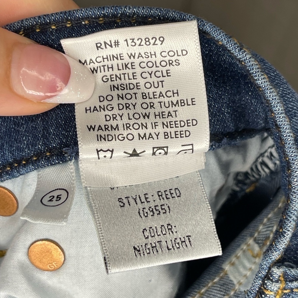 GRLFRND Reed Jeans Night Light Wash Raw Hem Stretch Denim Size 25 - Picture 8 of 9
